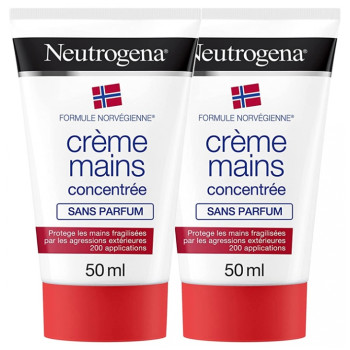 Neutrogena – Crème Mains Concentrée Sans Parfum, lot de 2 x 50 ml