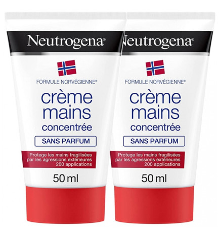 Neutrogena – Crème Mains Concentrée Sans Parfum, lot de 2 x 50 ml