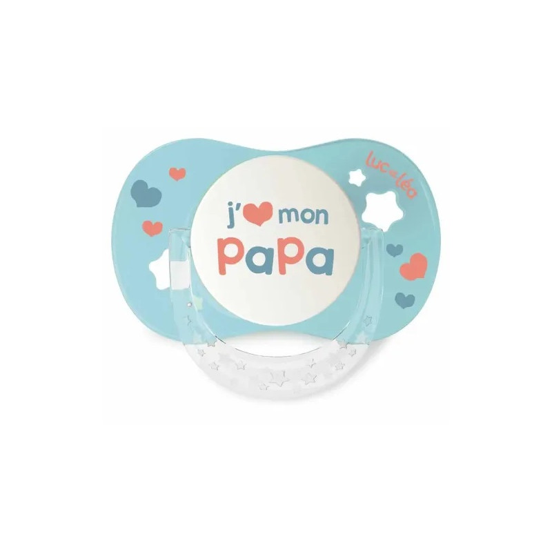 Luc et Léa – Sucette "J'aime mon papa" Collerette Confort+ +18 mois, 1 sucette