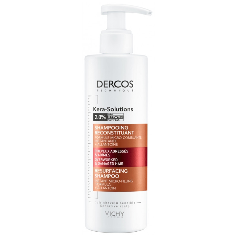 Vichy – Dercos Kera Solutions Shampoing Reconstituant Cheveux Agressés & Abîmés, 250 ml