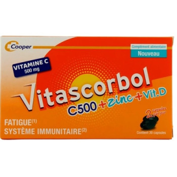 Vitascorbol – C500 Comprimés à croquer goût orange, 24 comprimés