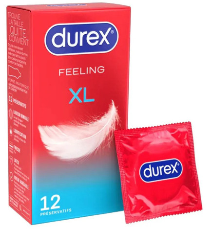 Durex – Préservatifs Feeling XL lubrifiés, 12 unités