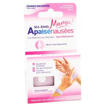 Sea-Band – Bracelets d’acupression anti-nausées femme enceinte rose, paire