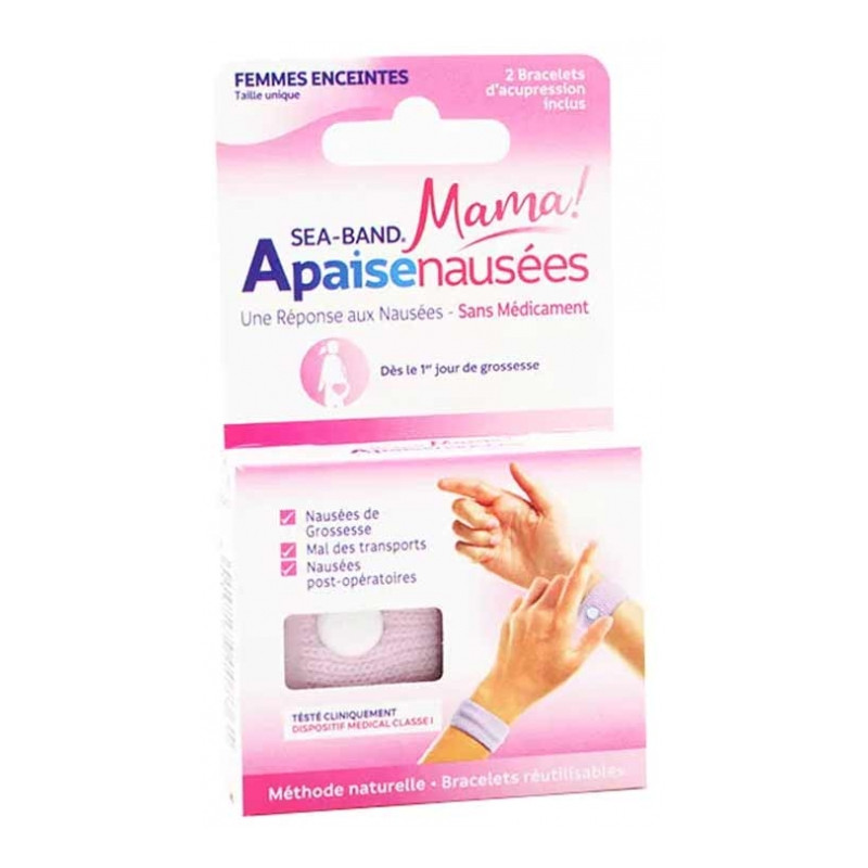 Sea-Band – Bracelets d’acupression anti-nausées femme enceinte rose, paire