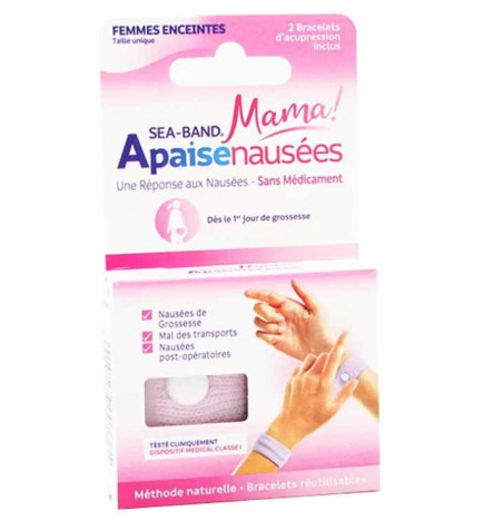 Sea-Band – Bracelets d’acupression anti-nausées femme enceinte rose, paire