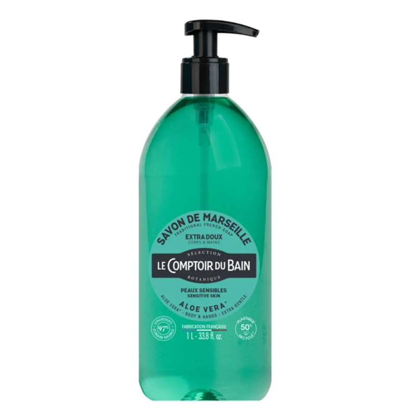 Le Comptoir du Bain – Savon Traditionnel de Marseille à l’aloe vera, 1 L