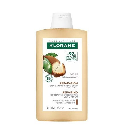 Klorane – Réparation Cica-Shampoing Régénérant & Anti-Casse au Cupuaçu, 400 ml