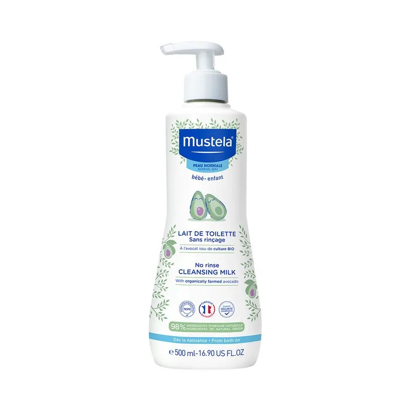 Mustela – Lait de toilette sans rinçage peaux normales, 500 ml