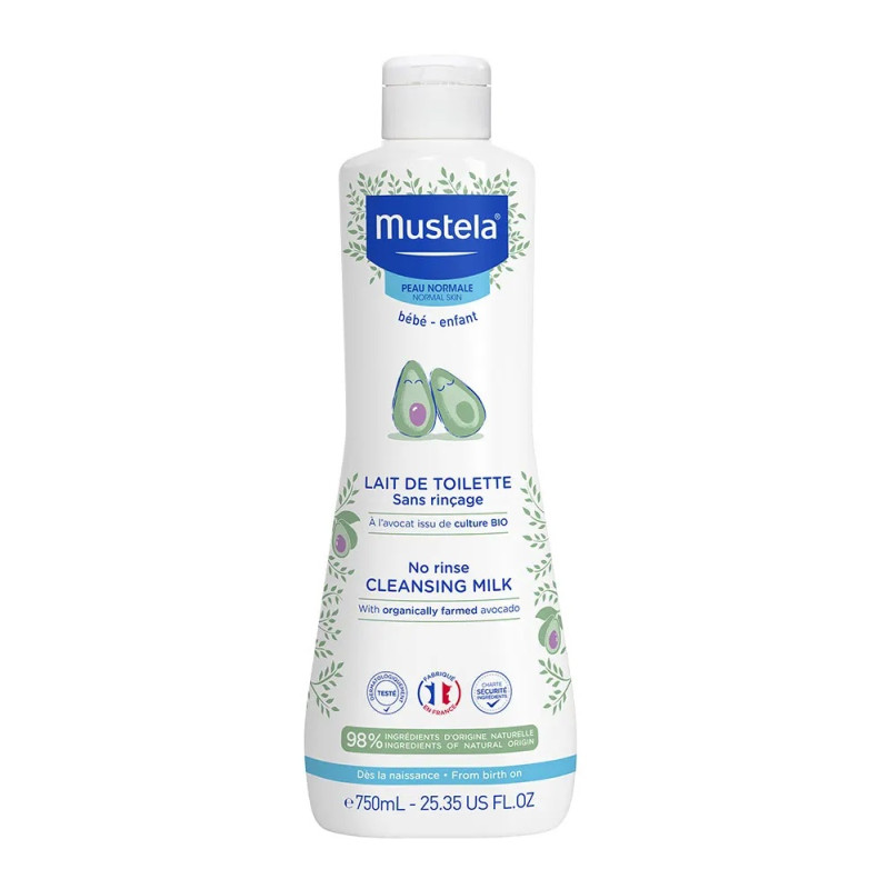 Mustela – Lait de toilette sans rinçage peaux normales, 750 ml
