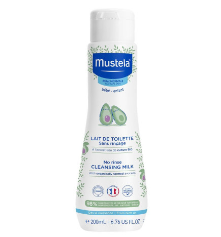 Mustela – Lait de toilette sans rinçage à l’avocat BIO, 200 ml