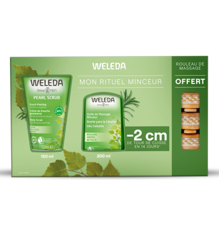 Weleda – Coffret Minceur Bouleau, huile + crème de douche + rouleau massant