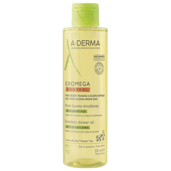 A-Derma – Exomega Control Huile lavante émolliente anti-grattage, 200 ml