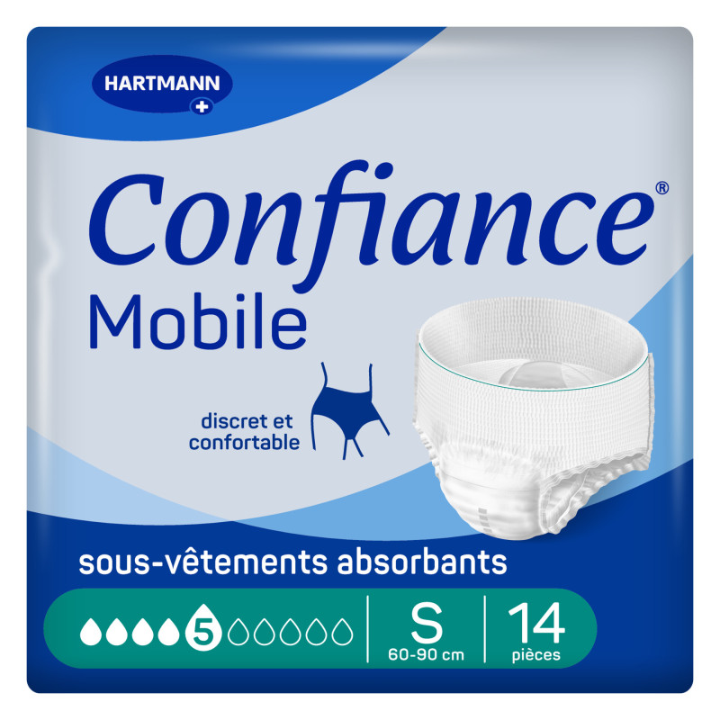 Hartmann – Confiance Mobile culotte d’incontinence 5 gouttes, taille S, 14 pièces