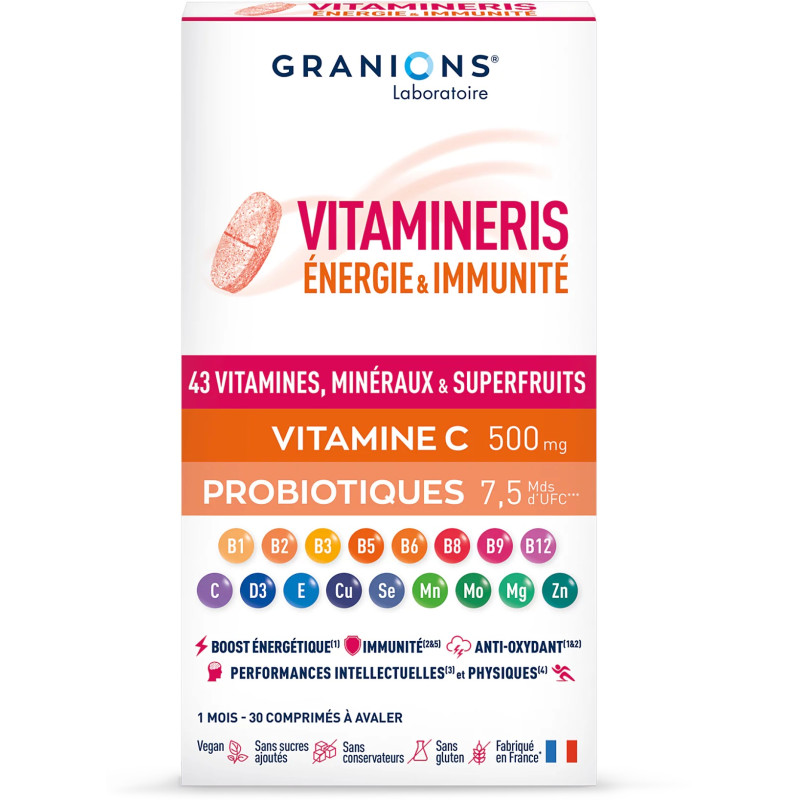 Granions – Vitamineris Énergie & Immunité comprimés effervescents, 28 comprimés