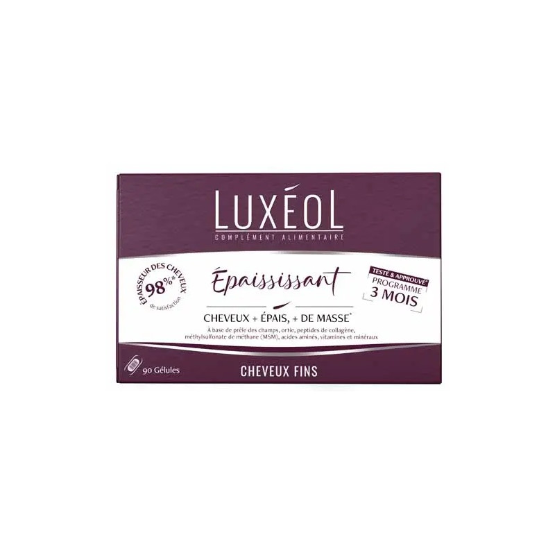 Luxéol – Épaississant cheveux fins complément alimentaire, 90 gélules