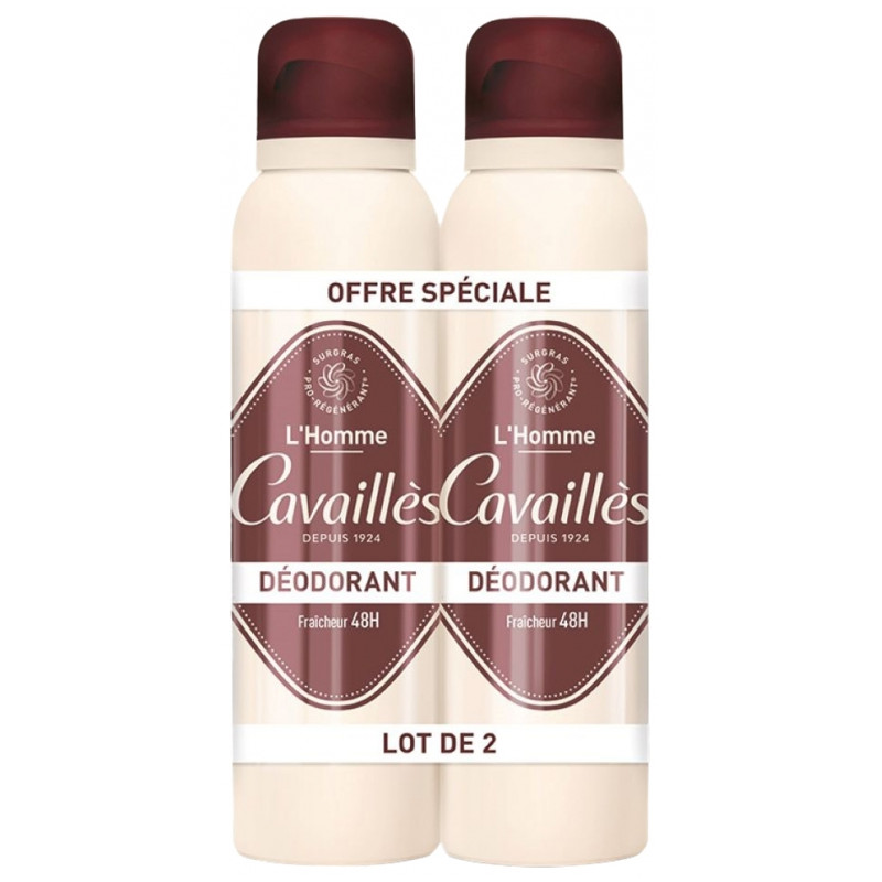 Cavaillès – Homme Déodorant Fraîcheur 48H, lot de 2 x 150 ml