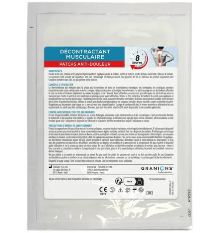 Granions – Patchs Chauffants Musculaires, boîte de patchs usage unique