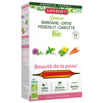 Superdiet – Quatuor Beauté de la Peau Bio, 20 ampoules