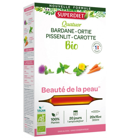 Superdiet – Quatuor Beauté de la Peau Bio, 20 ampoules