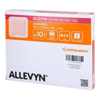 Allevyn – Gentle border Pansements absorbants siliconés, pansements 10cm x 10cm