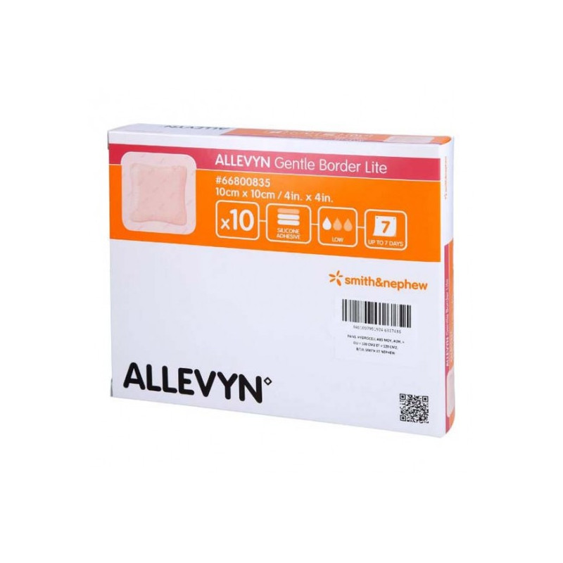 Allevyn – Gentle border Pansements absorbants siliconés, pansements 10cm x 10cm