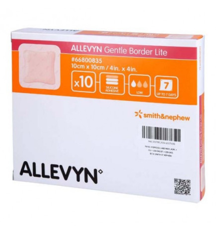 Allevyn – Gentle border Pansements absorbants siliconés, pansements 10cm x 10cm