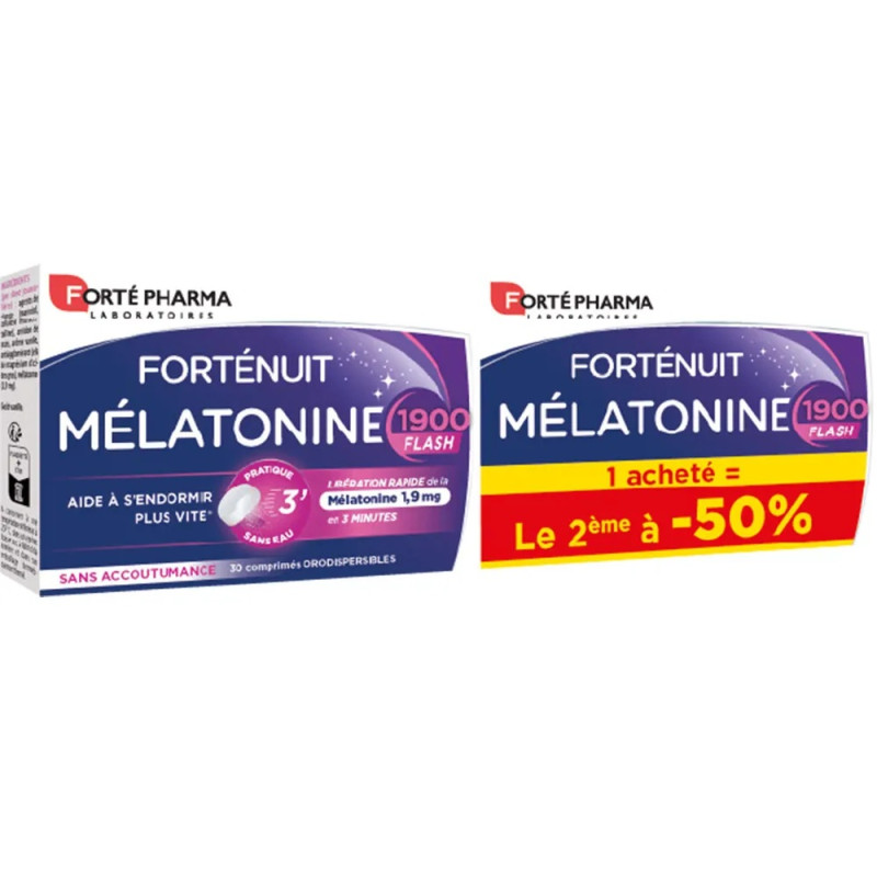 Forté Pharma – Forté Nuit Mélatonine 1900 Flash comprimés orodispersibles, 16 g