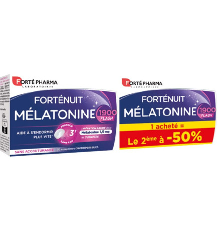 Forté Pharma – Forté Nuit Mélatonine 1900 Flash comprimés orodispersibles, 16 g