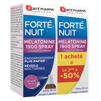 Forté Pharma – FortéNuit Mélatonine 1900 Spray sublingual, 2x20ml