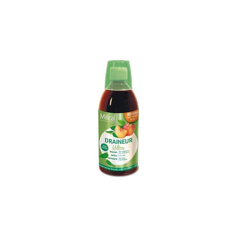 Milical – Draineur Ultra Thé Vert Pêche, 500 ml