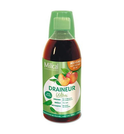 Milical – Draineur Ultra Thé Vert Pêche, 500 ml