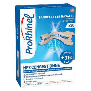 ProRhinel – Bandelettes Nasales Original taille large, boîte de 30 bandelettes
