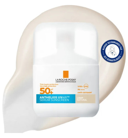 La Roche-Posay – Anthelios UVAir Teinté SPF50+ Sérum Solaire Teinté Light Shade, 50 ml