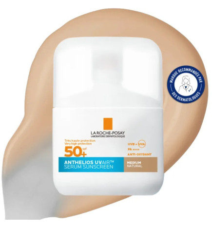 La Roche-Posay – Anthelios UVAir Teinté SPF50+ Sérum Solaire Teinté Medium Shade, 50 ml