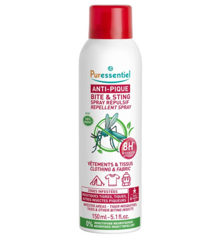Puressentiel – Anti-Pique Spray Répulsif Vêtements & Tissus, 150 ml