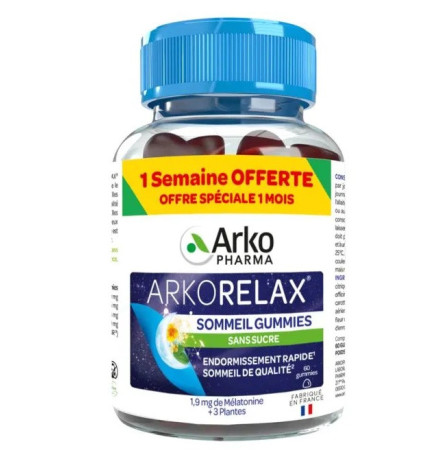 Arkorelax – Gummies Sommeil sans sucre, 60 gummies