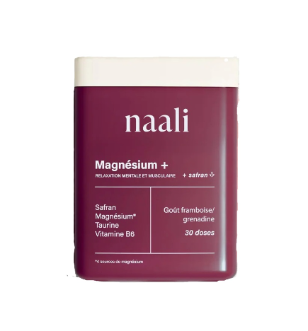 Naali – Magnésium+ poudre goût framboise grenadine, 30 doses