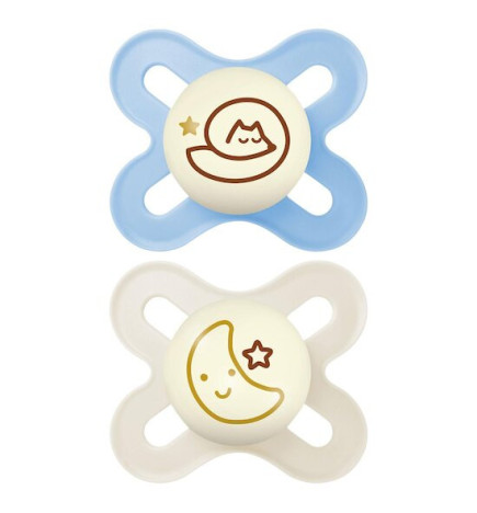 MAM – Lot de 2 sucettes Original Naissance Nuit en silicone, 0–2 mois