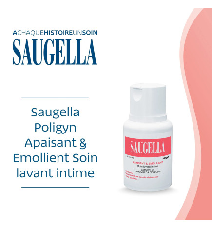 Saugella – Soin lavant intime apaisant et émollient Poligyn, 100 ml