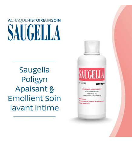 Saugella – Soin lavant intime apaisant et émollient Polygyn, 500 ml