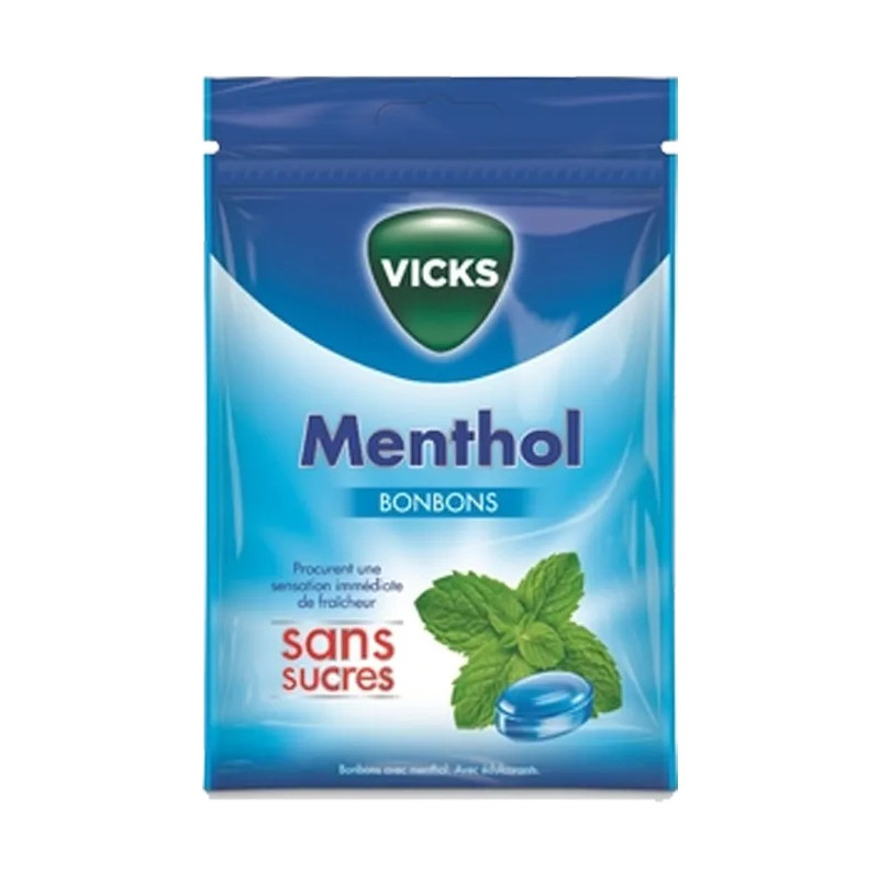 Vicks – Bonbons au menthol sans sucres, 72 g