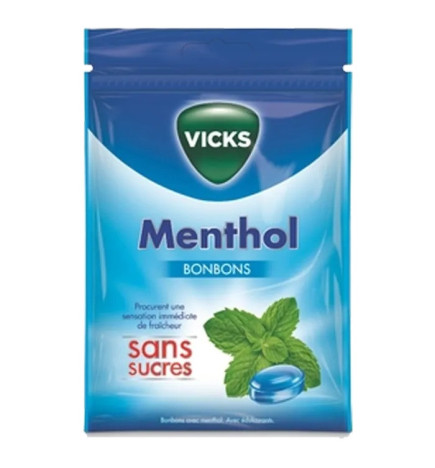 Vicks – Bonbons au menthol sans sucres, 72 g