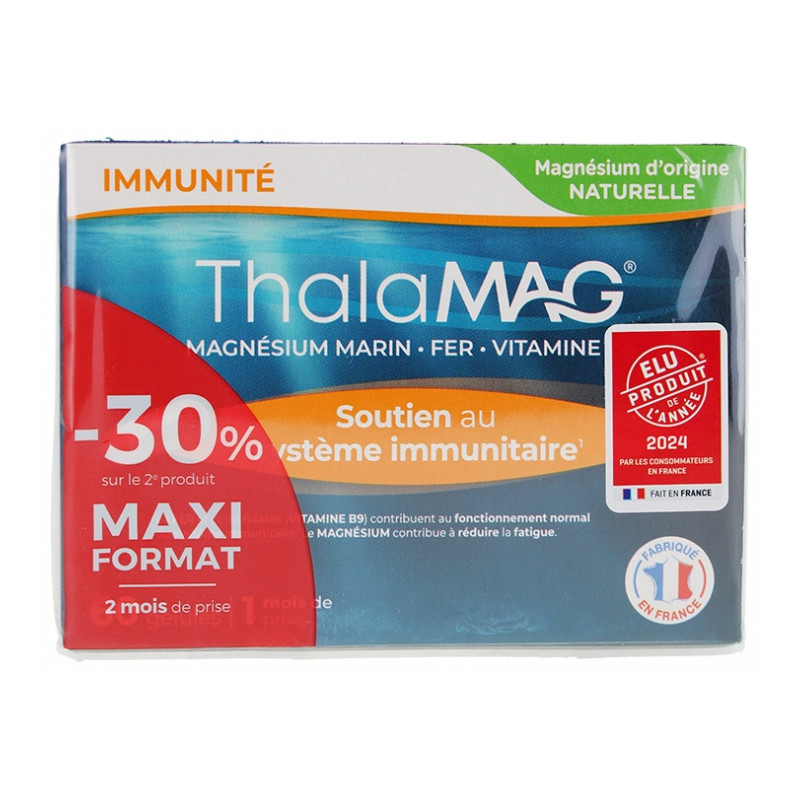 Thalamag – Magnésium marin fer vitamine B9 lot de 2, 120 gélules