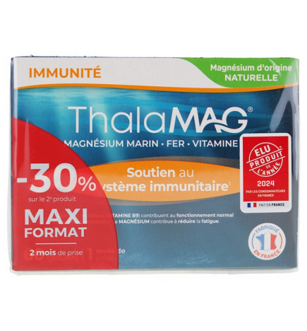 Thalamag – Magnésium marin fer vitamine B9 lot de 2, 120 gélules