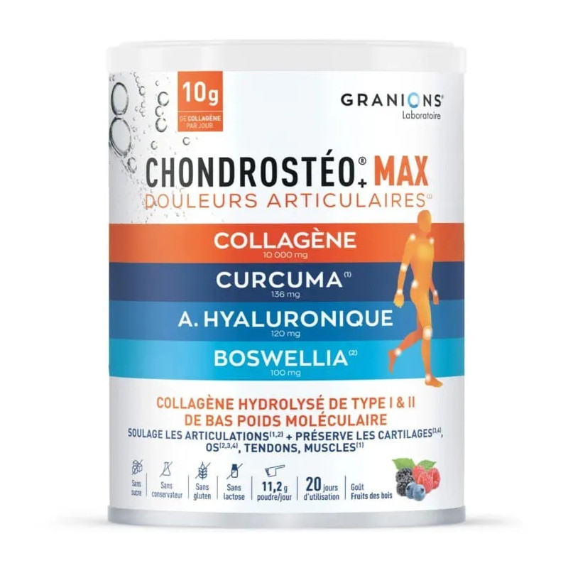 Laboratoire des Granions – Chondrostéo MAX poudre goût fruits des bois, 224 g