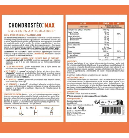 Laboratoire des Granions – Chondrostéo MAX poudre goût fruits des bois, 224 g