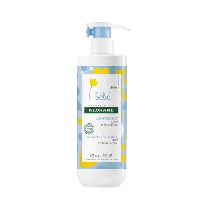 Klorane Bébé – Lait hydratant au calendula flacon pompe, 500 ml
