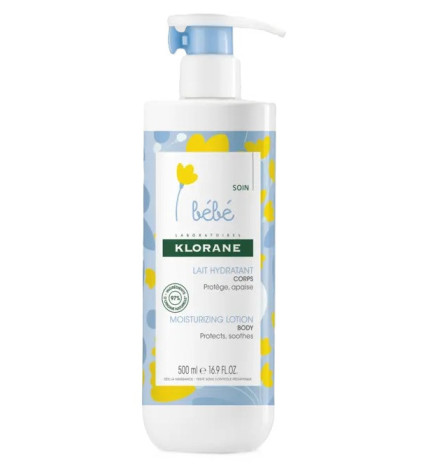 Klorane Bébé – Lait hydratant au calendula flacon pompe, 500 ml