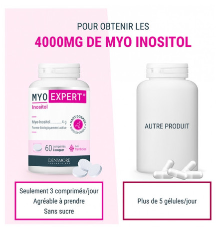 Densmore – Myo Expert Inositol comprimés à croquer framboise, 60 comprimés