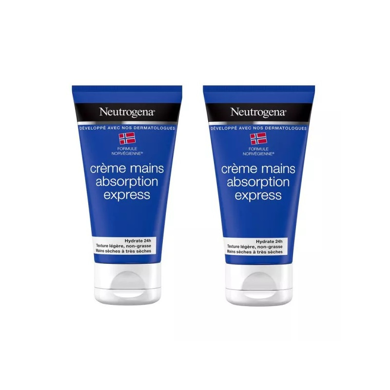 Neutrogena – Crème Mains Absorption Express Formule Norvégienne lot de 2, 2 x 75 ml